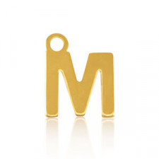 Stainless steel charm initial M Gold